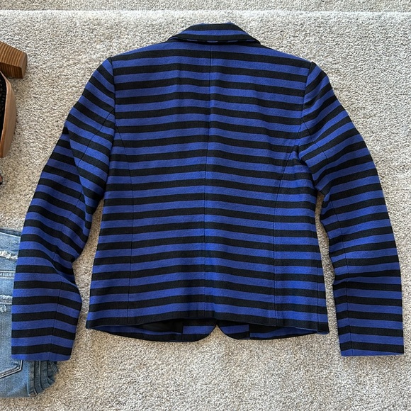 LOFT Blue & Black Stripe Blazer Jacket - Picture 7 of 8